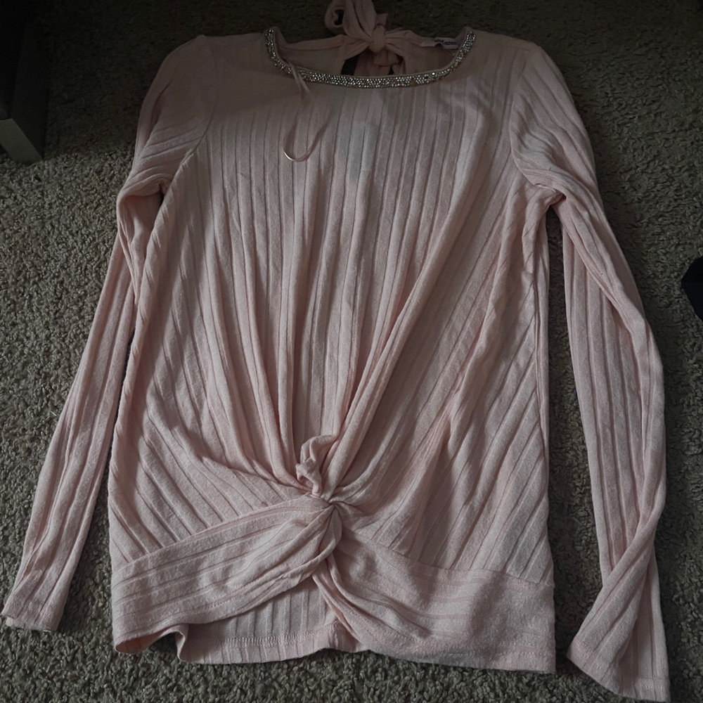 Juicy Couture Pink Long Sleeve Top with Knot and Sparkle